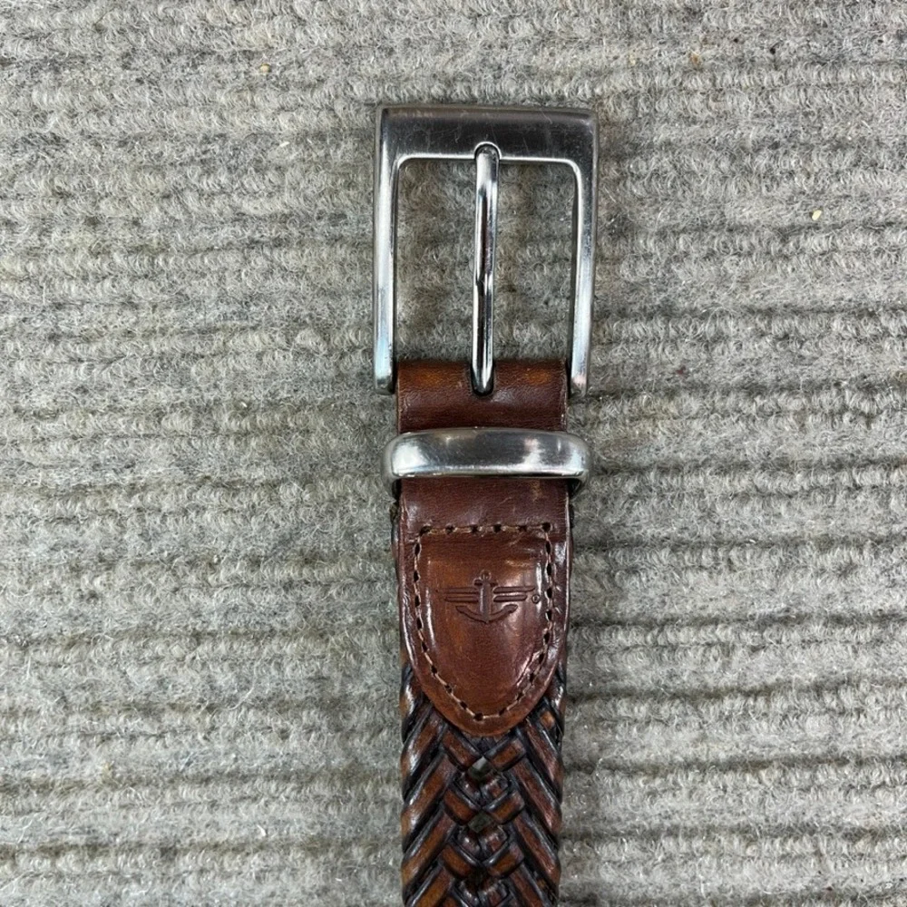 Dockers Mens Braided Leather Belt Brown Mahogany Woven 40/100 11DK04SS